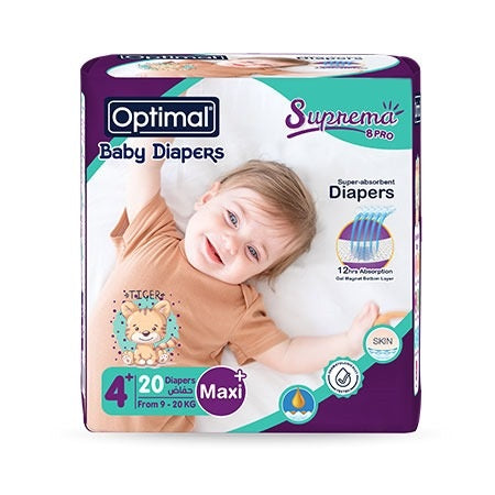 Optimal Baby Diaper Maxi Plus (9-20kg) 20 Pcs 4+ Years