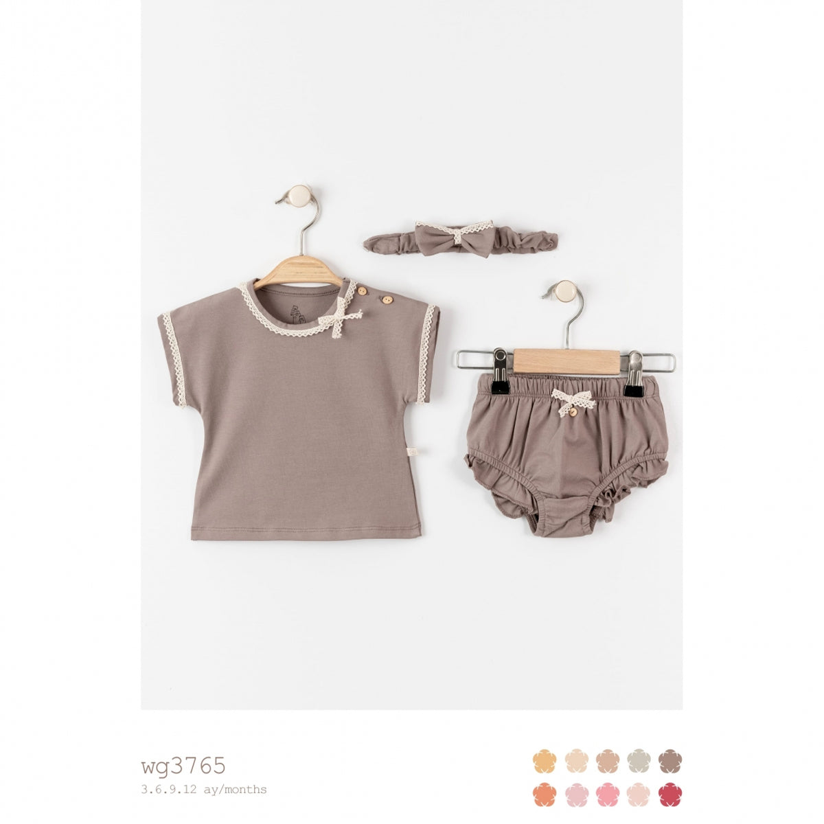 WOGİ Girl 3-6 Months 3 Piece Basic T-shirt Set