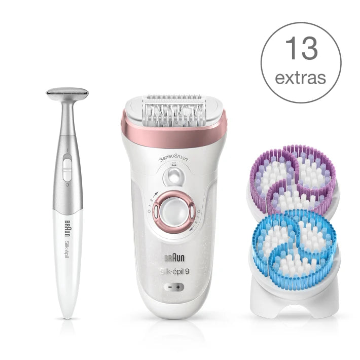 Braun Silk-épil 9 Skin Spa SensoSmart Wet & Dry Epilator with 13 Extras