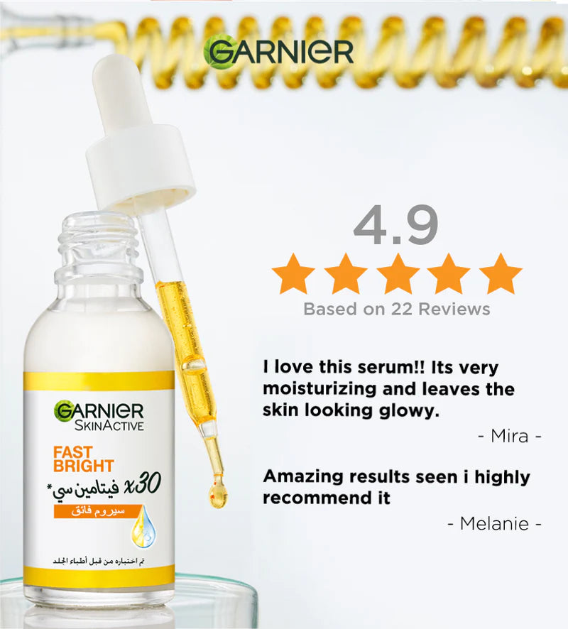 Garnier Fast Bright [3.5%] Vitamin C,  Brightening Booster Serum 30ML