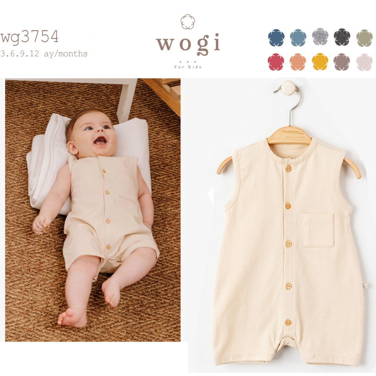 WOGİ Boy 9-12 Months Basic Rompersuit