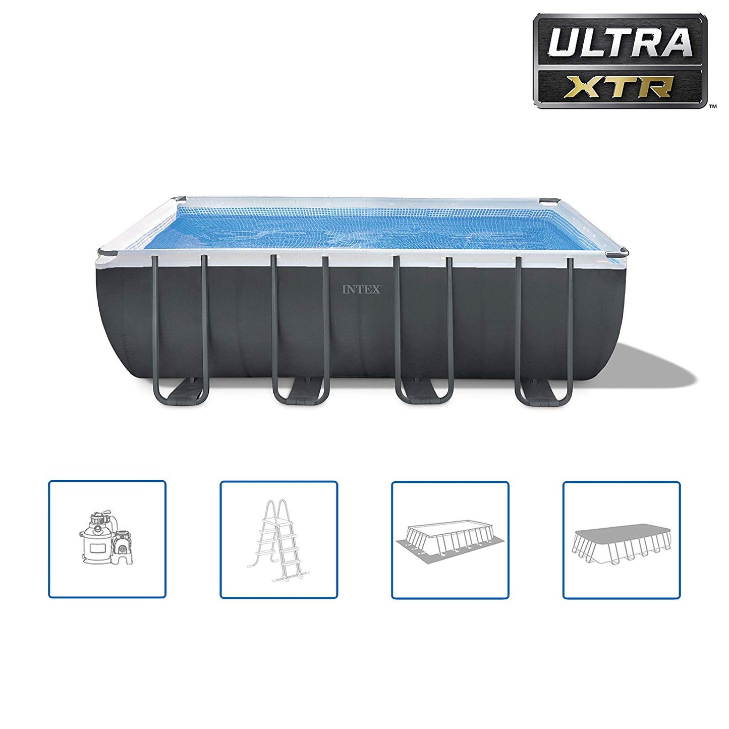 Intex 549x274x132cm Ultra XTR Rectangular Metal Frame Pool – All in One ...