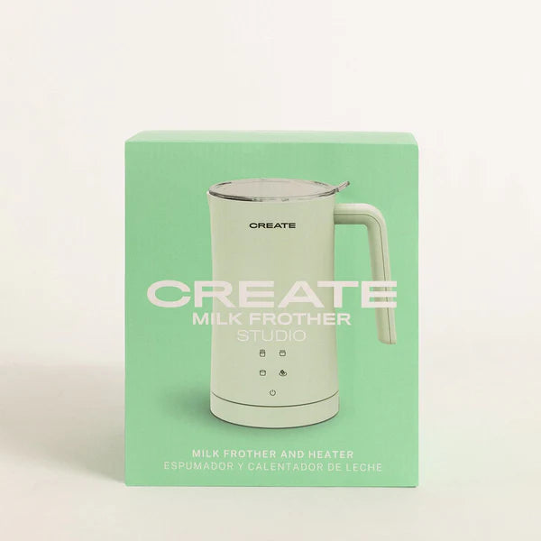 CREATE Green Milk Frother, Steamer for Hot and Cold Milk