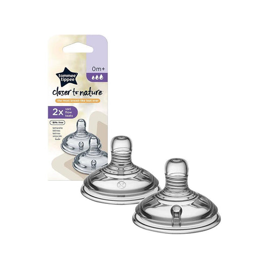 Tommee Tippee Closer to Nature Teats, 2-pack Vari-Flow Flow Anti-Colic, 0 m+