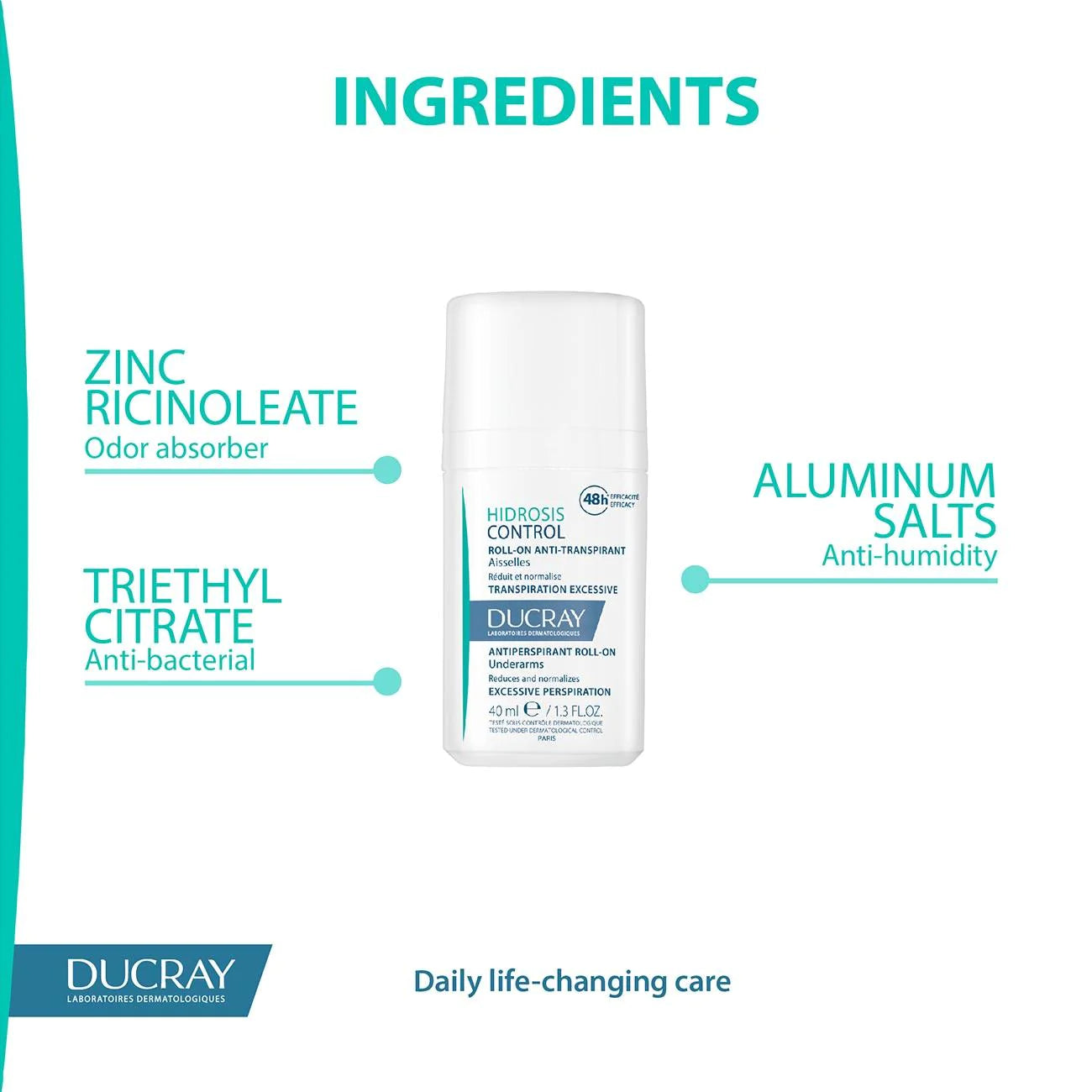 DUCRAY Hidrosis Control Antiperspirant Roll-On 48H Efficacy - Underarms