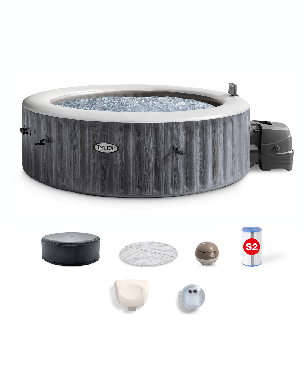 Intex 6-Person Greywood Deluxe Round Bubble Spa Set 216x71cm