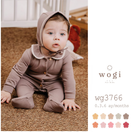 WOGİ Girl 6-9 Months 2 Piece Hat Basic Sleepsuits Set