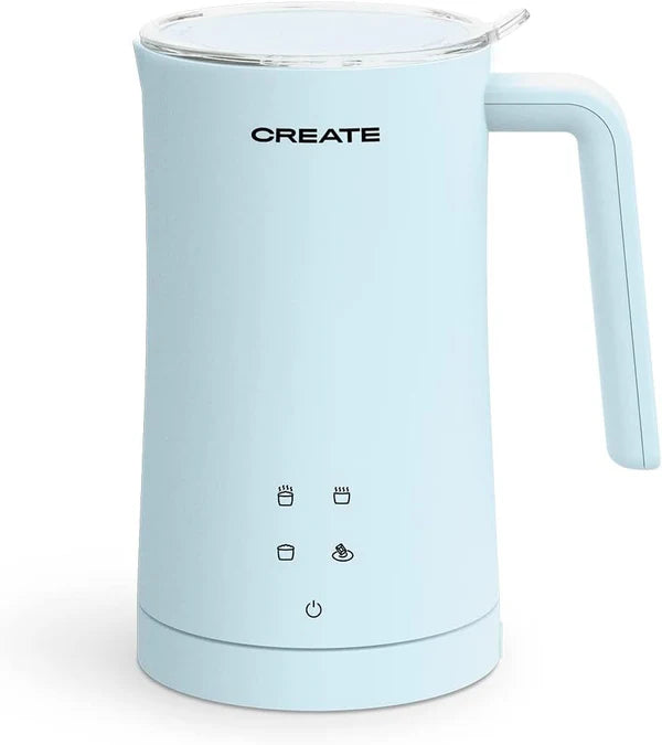 CREATE Blue Milk Frother, Steamer for Hot and Cold Milk