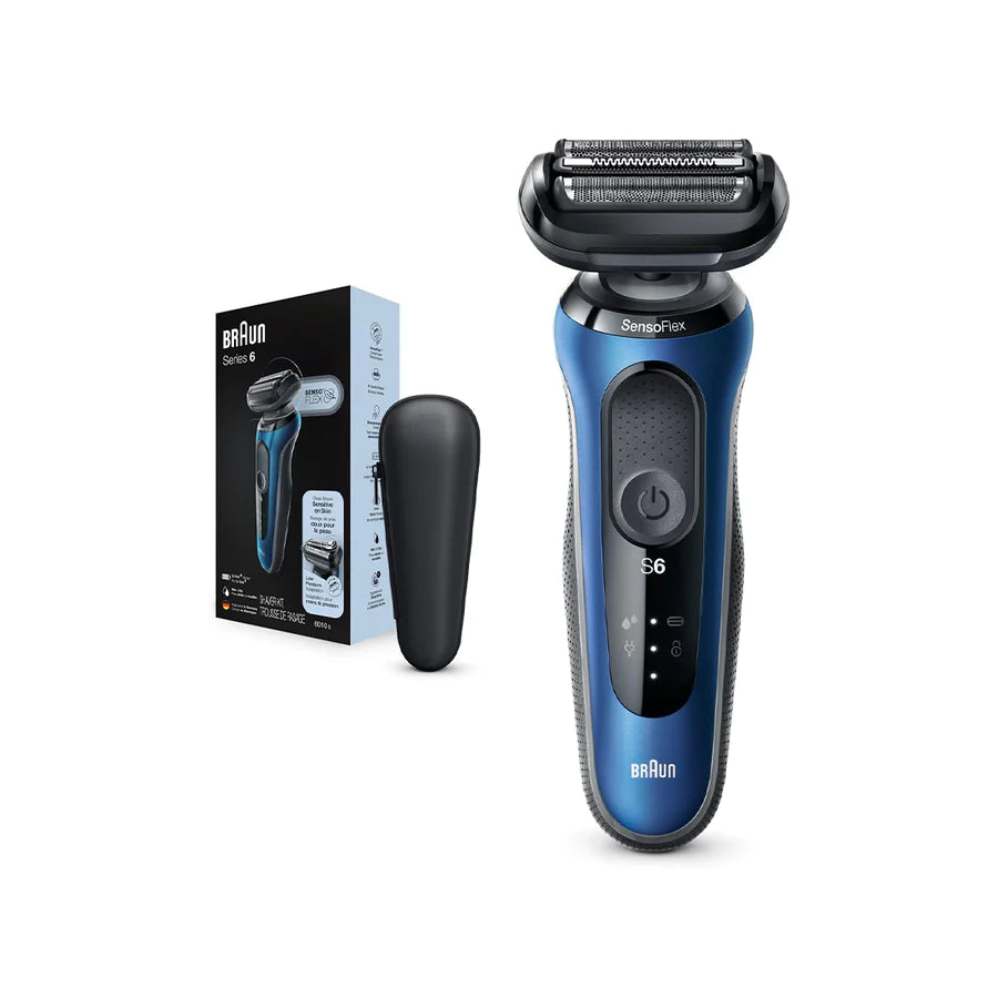 Braun Series 6 61-B1000s Wet & Dry shaver with travel case, blue.