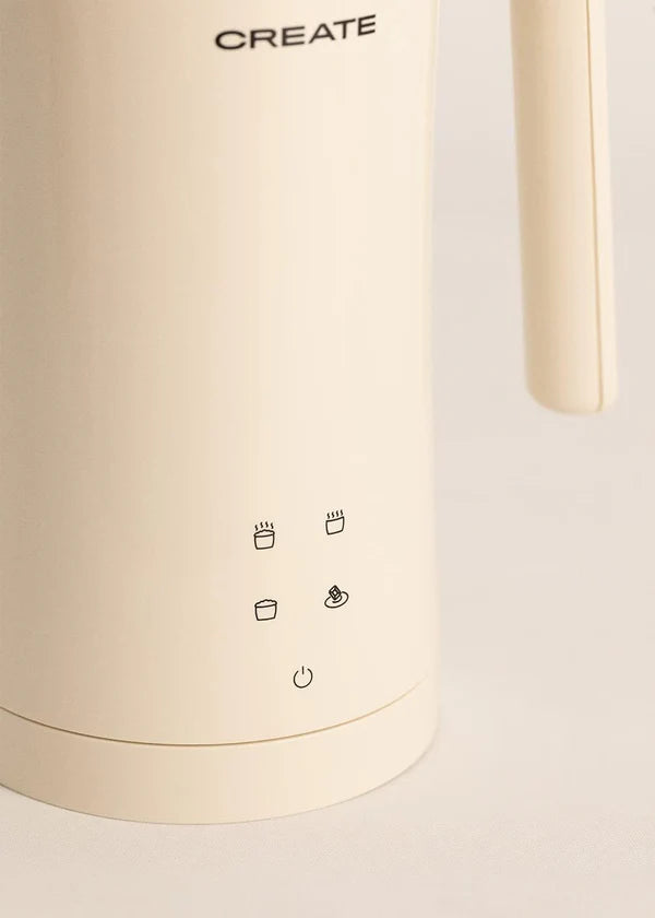 CREATE Beige Milk Frother, Steamer for Hot and Cold Milk