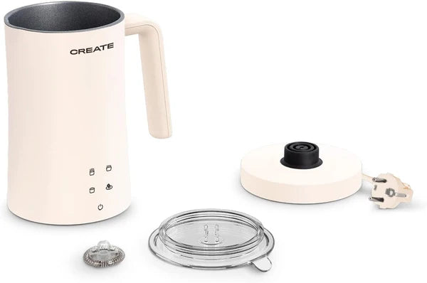 CREATE Beige Milk Frother, Steamer for Hot and Cold Milk