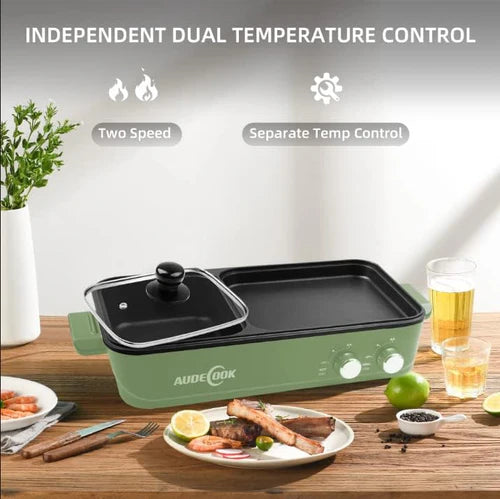 AAUDECOOK 2 In 1 Griddle and Hot Pot