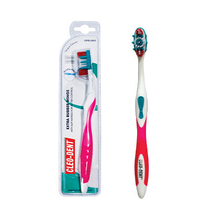 Cleo-Dent Extra Rubber Wings Tooth Brush