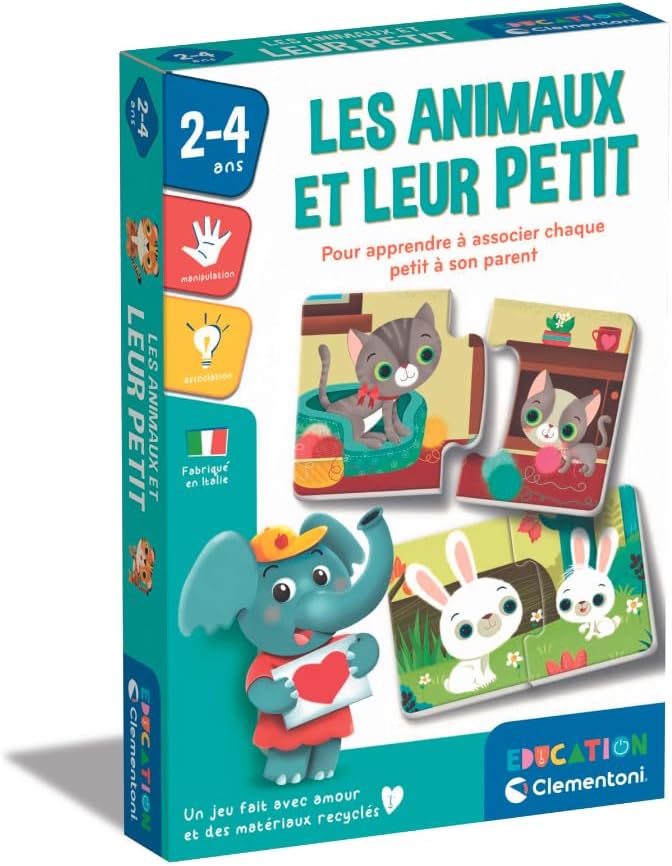 Clementoni Animals and Their Little Ones | Includes 16 Mini Puzzles