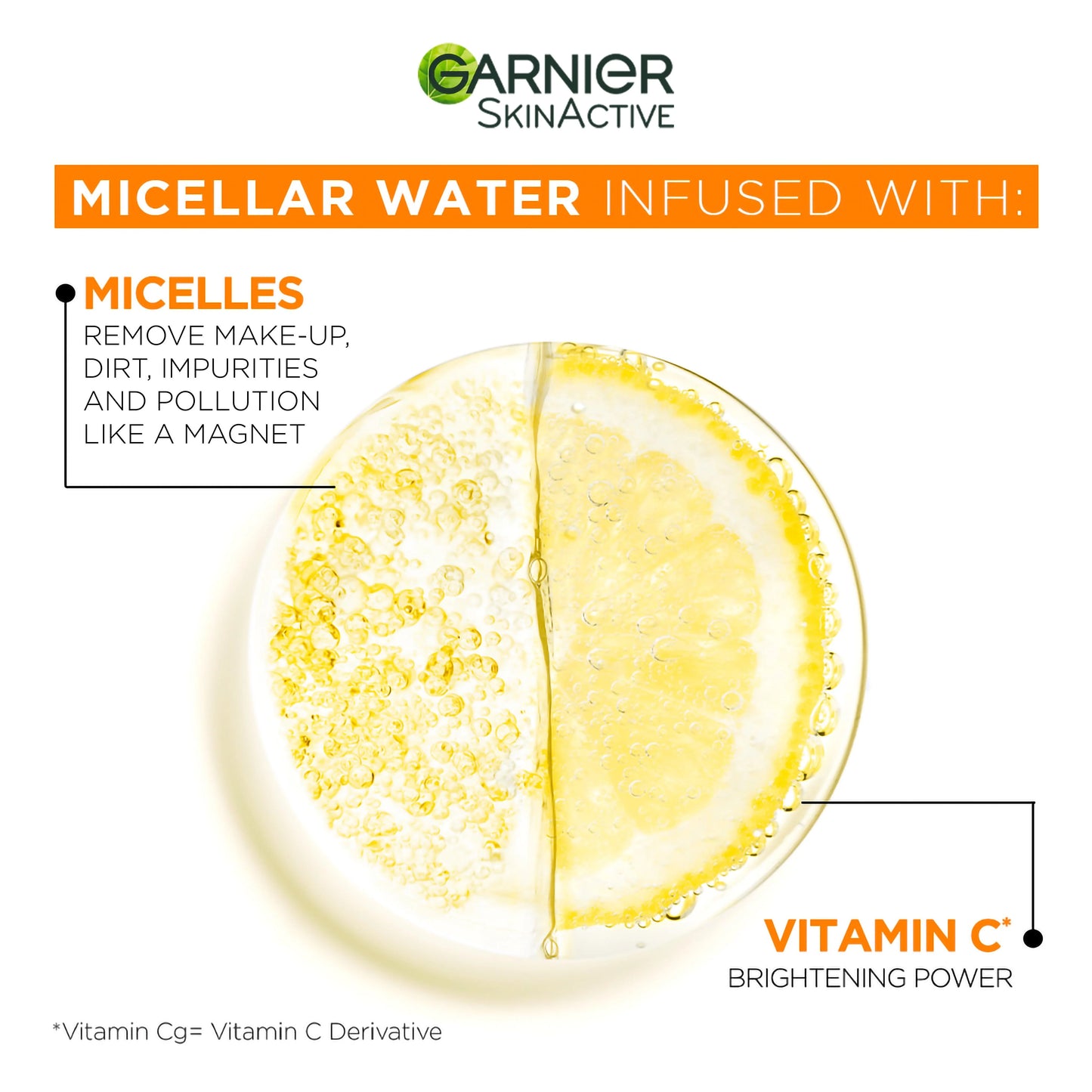 Garnier Vitamin C Micellar Water Facial Brightening Cleanser and Makeup Remover