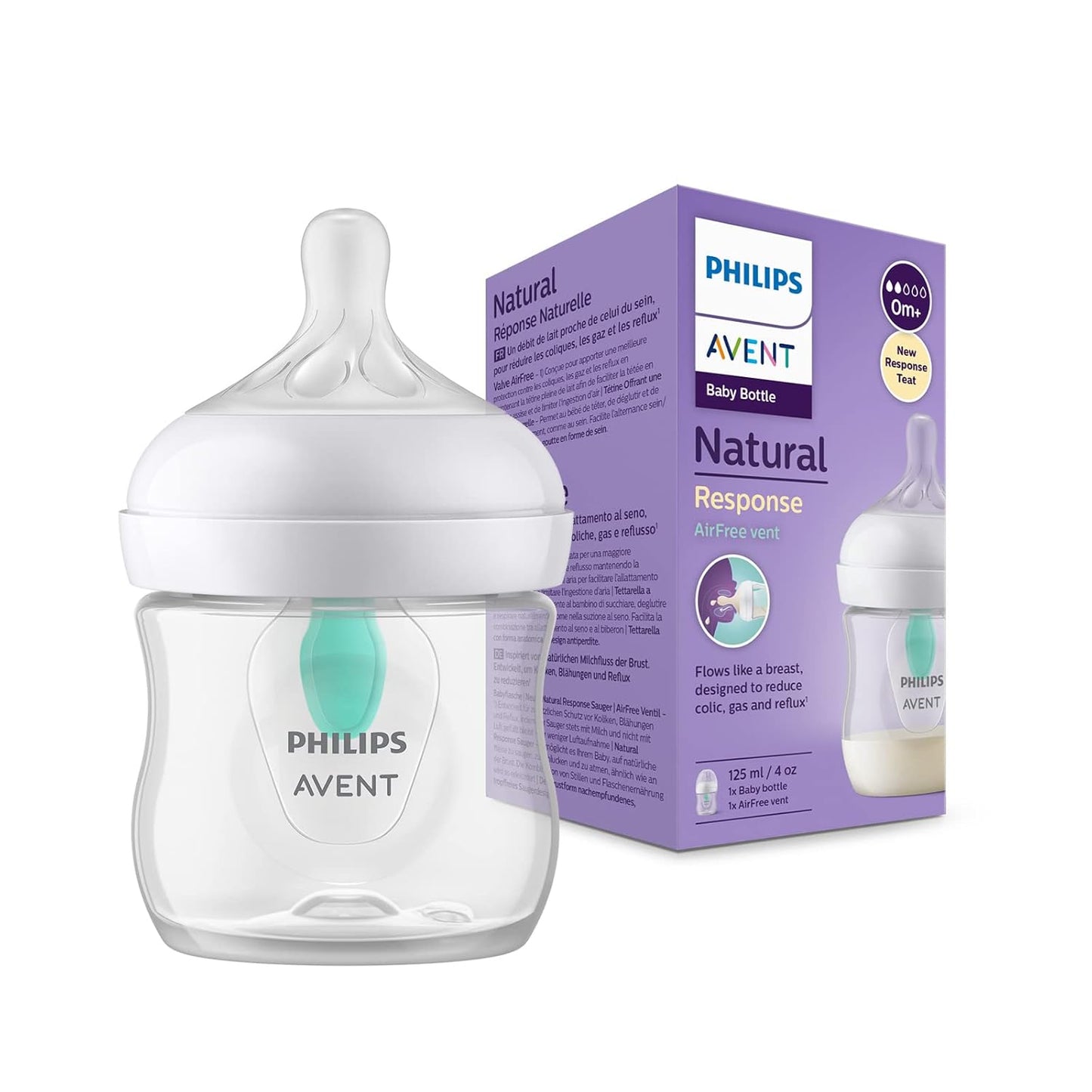 Avent Natural Response Baby Bottle with Airfree vent 0m+ 125ml