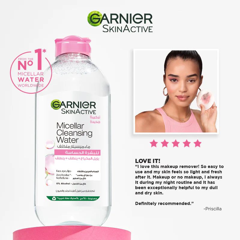 Garnier Micellar Water Facial Cleanser and Makeup Remover Pink for sensitive skin 700ml