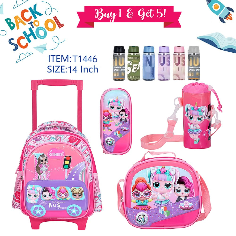 Trolley Character Backpack 36cm 5pcs Set