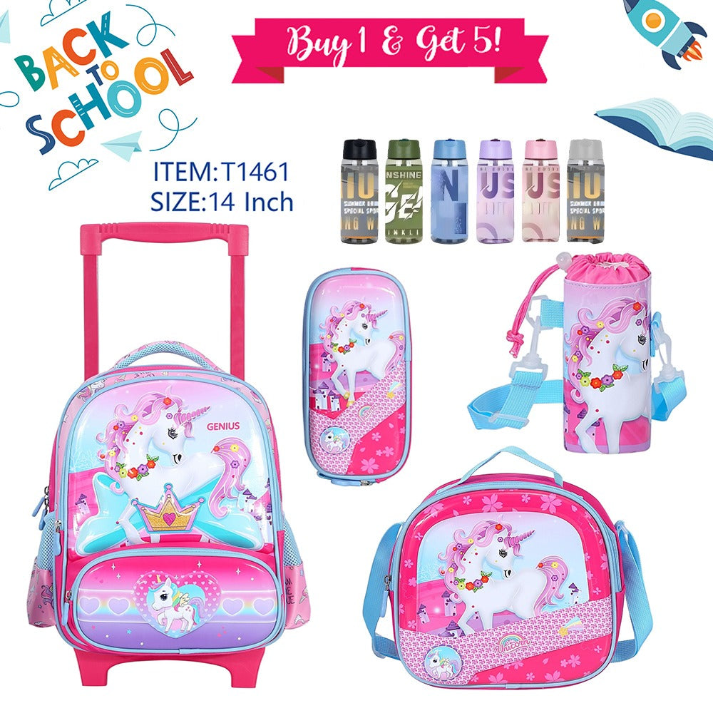 Trolley Character Backpack 36cm 5pcs Set