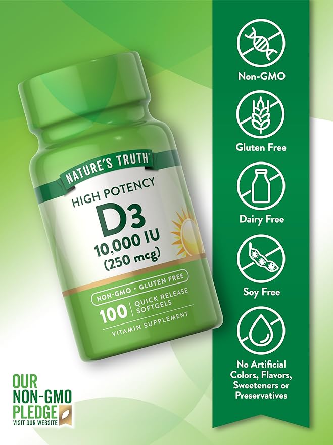 Nature's Truth D3 Vitamin 10,000 IU 100 softgels