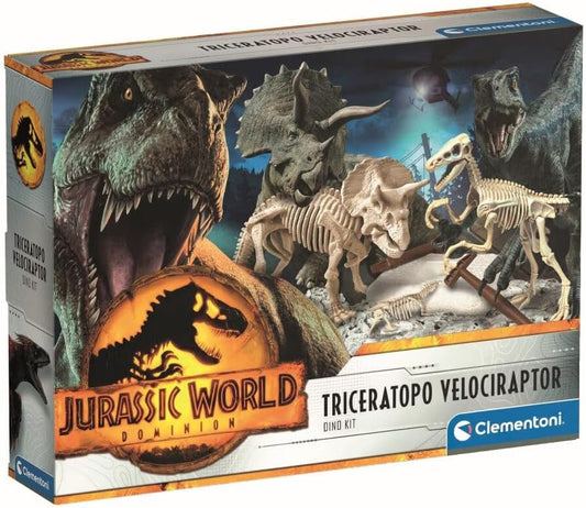 Clementoni  Jurassic World-Dino Triceratop + Velociraptor