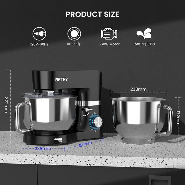 BETRY 1500W, 7.5L Tilt-Head Stand Mixer