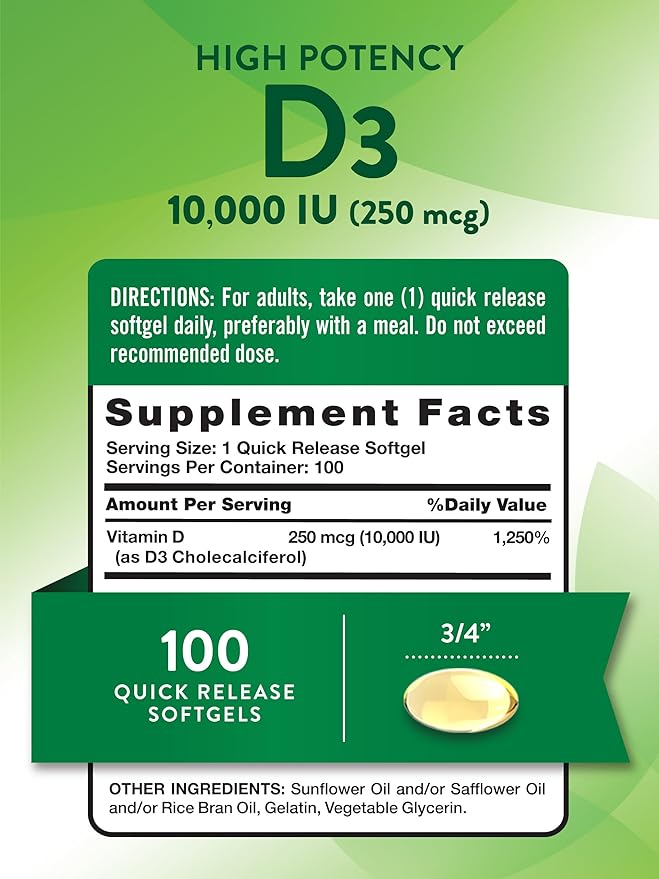 Nature's Truth D3 Vitamin 10,000 IU 100 softgels