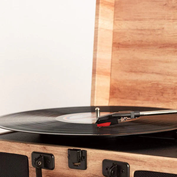 CREATE Record Player, Wood - Bluetooth USB, SD, MicroSD, and MP3