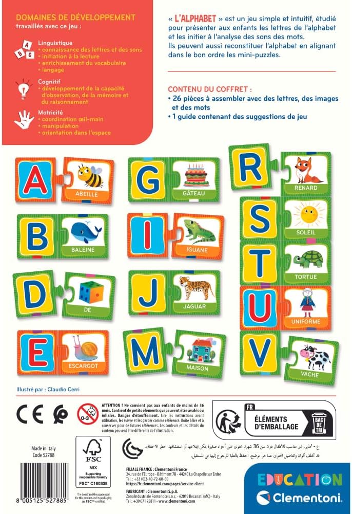 Clementoni The Alphabet | Contains 52 Cards | 3 Years