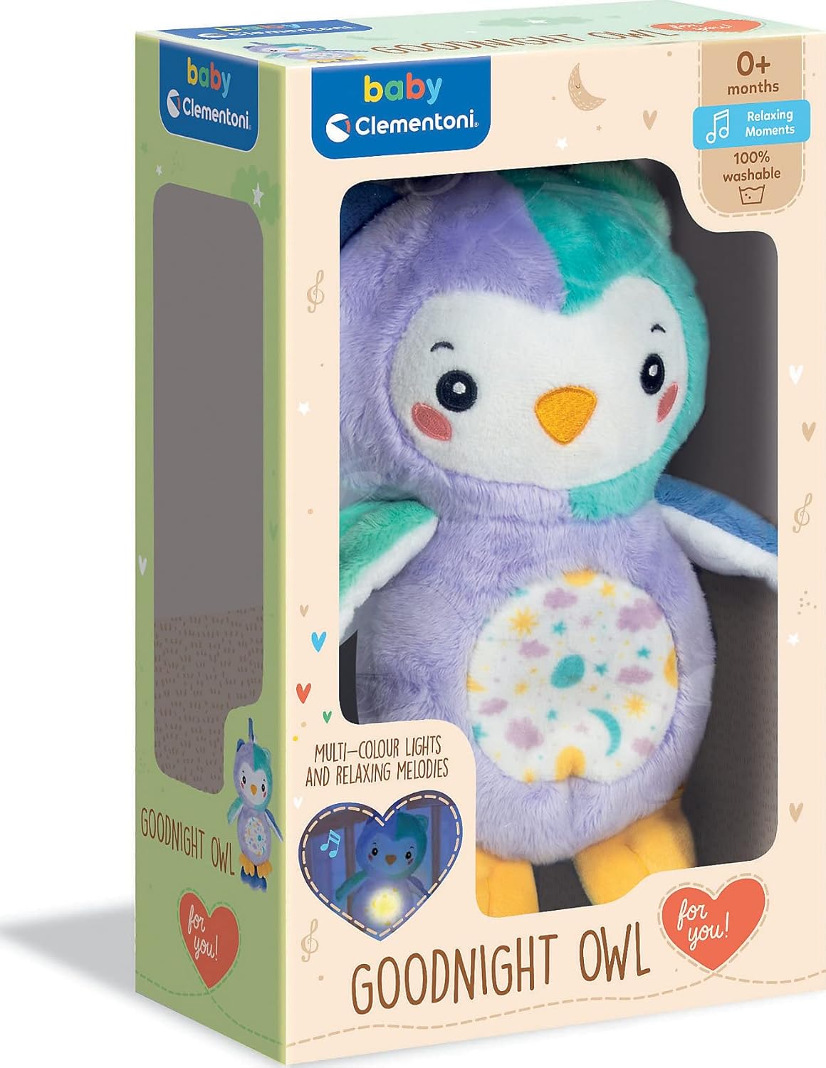 Clementoni Night Owl Light up Plush, Multi-Colour