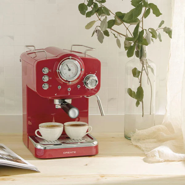 CREATE Thera Retro, Espresso Coffee Maker - Red