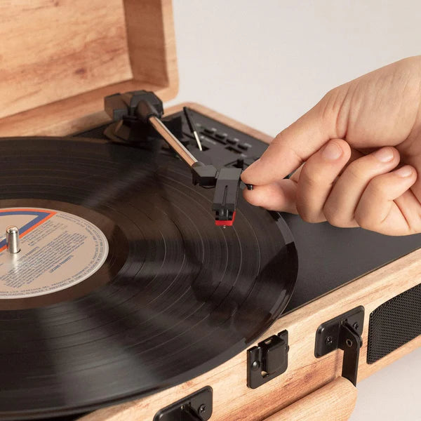 CREATE Record Player, Wood - Bluetooth USB, SD, MicroSD, and MP3