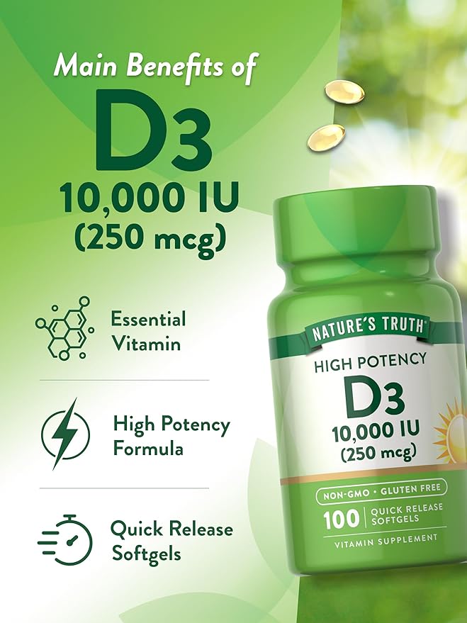 Nature's Truth D3 Vitamin 10,000 IU 100 softgels