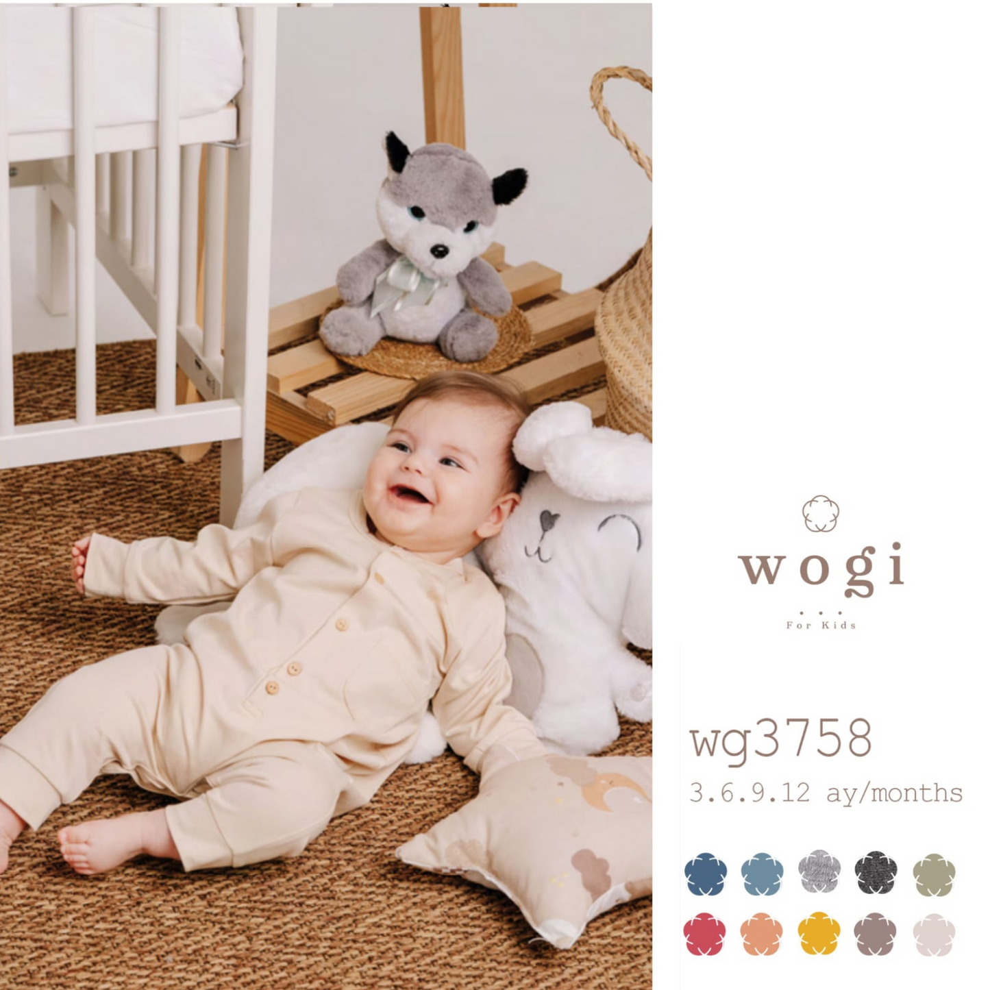 WOGİ Boy 9-12 Months Basic Front Buttoned Overalls