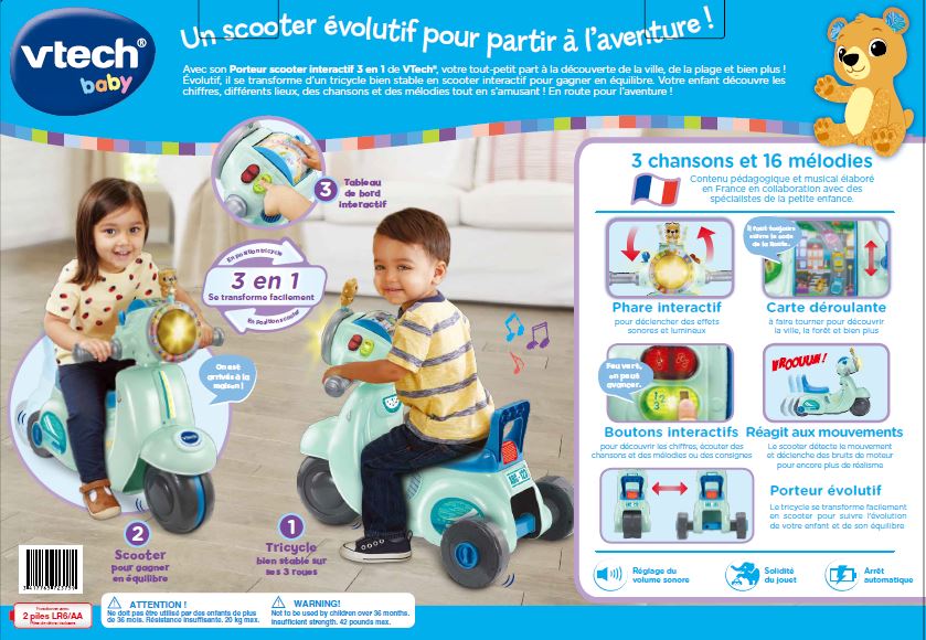 Vtech Porteur scooter interactif 3 en 1