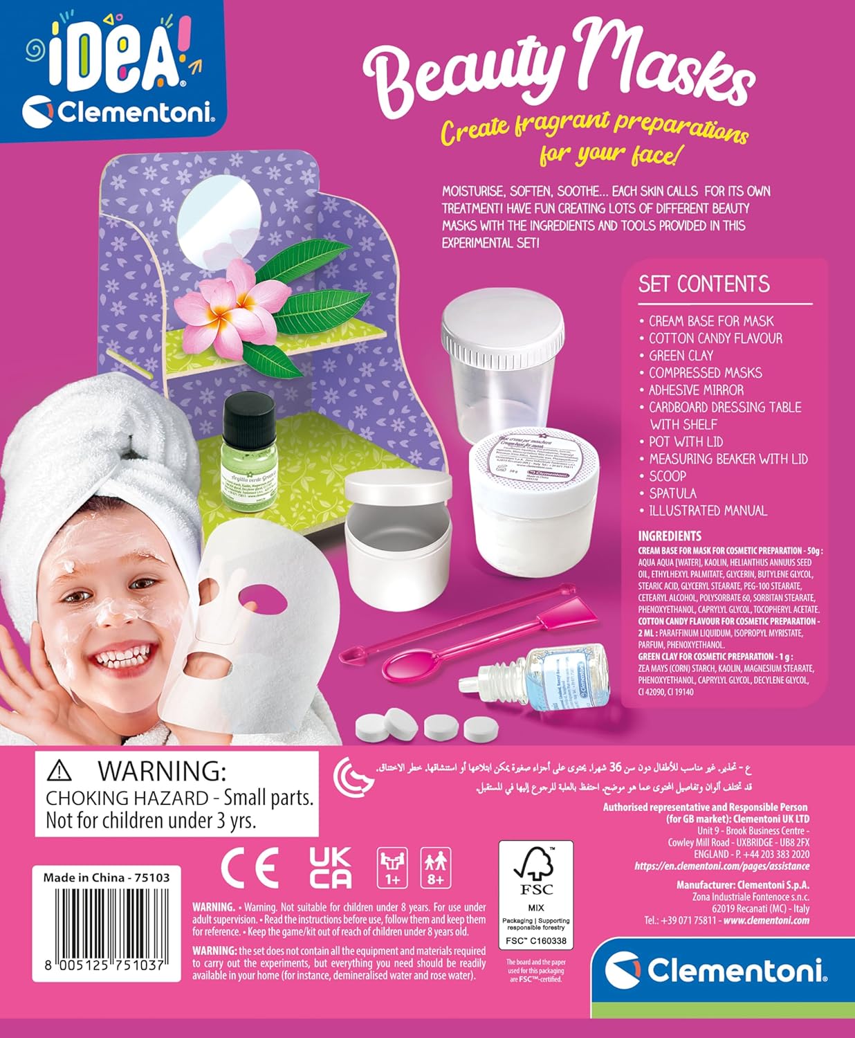 Clementoni- Idea Mask: Create Your Own Natural Beauty Science Kit for Girls