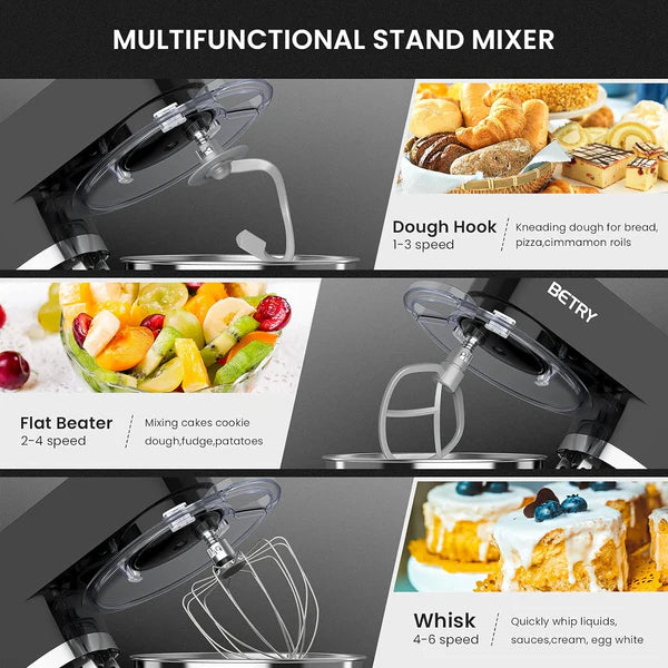 BETRY 1500W, 7.5L Tilt-Head Stand Mixer