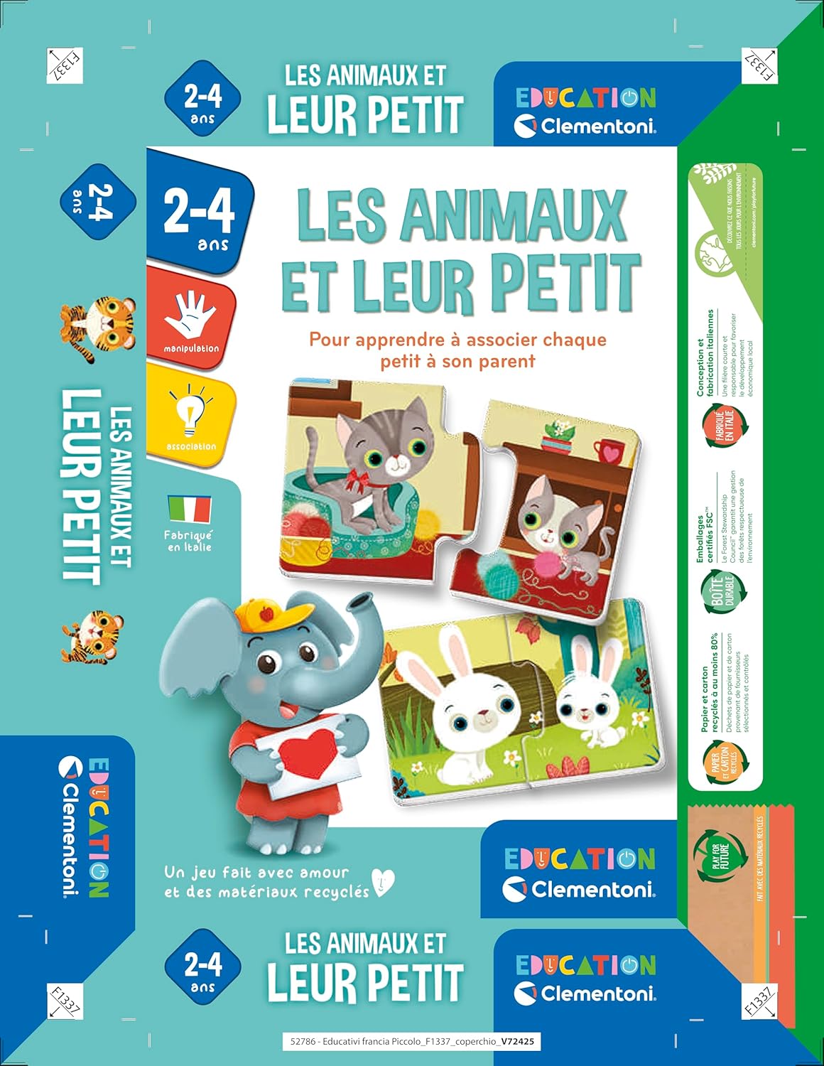 Clementoni Animals and Their Little Ones | Includes 16 Mini Puzzles