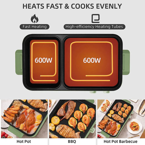 AAUDECOOK 2 In 1 Griddle and Hot Pot