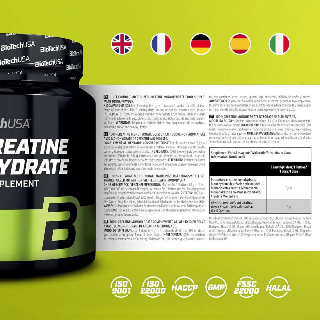 100% Creatine Monohydrate Biotech 88srv