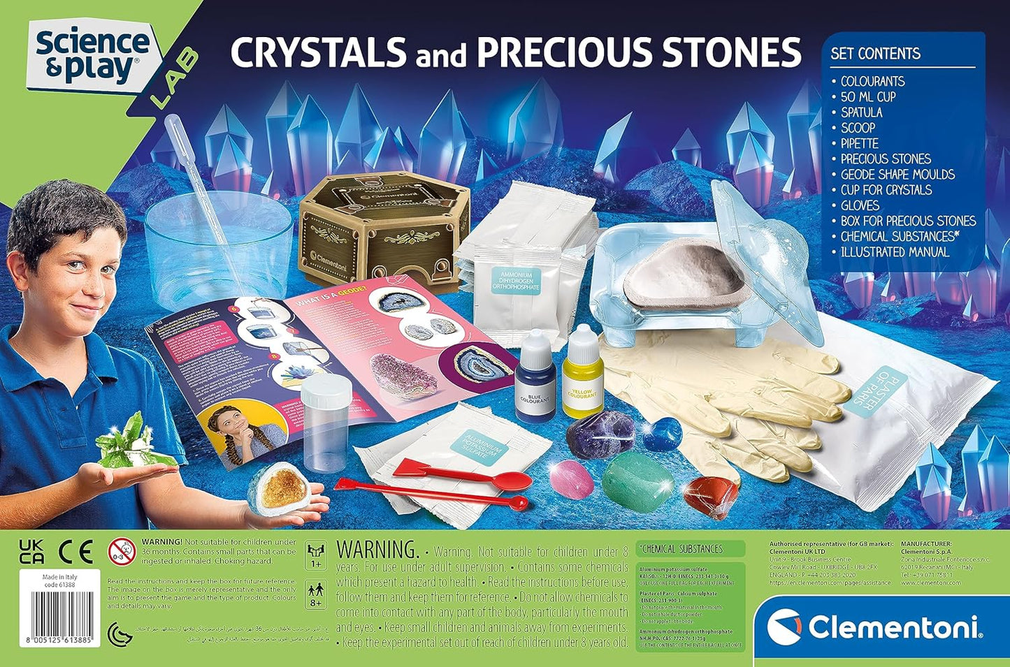 Clementoni - Science & Play Lab - Giant Crystals and Precious Stones