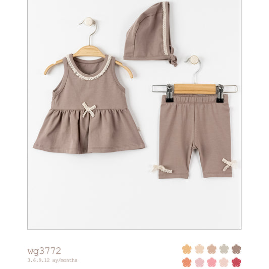 WOGİ Girl 6-9 Months Basic Hat 3 Piece Set