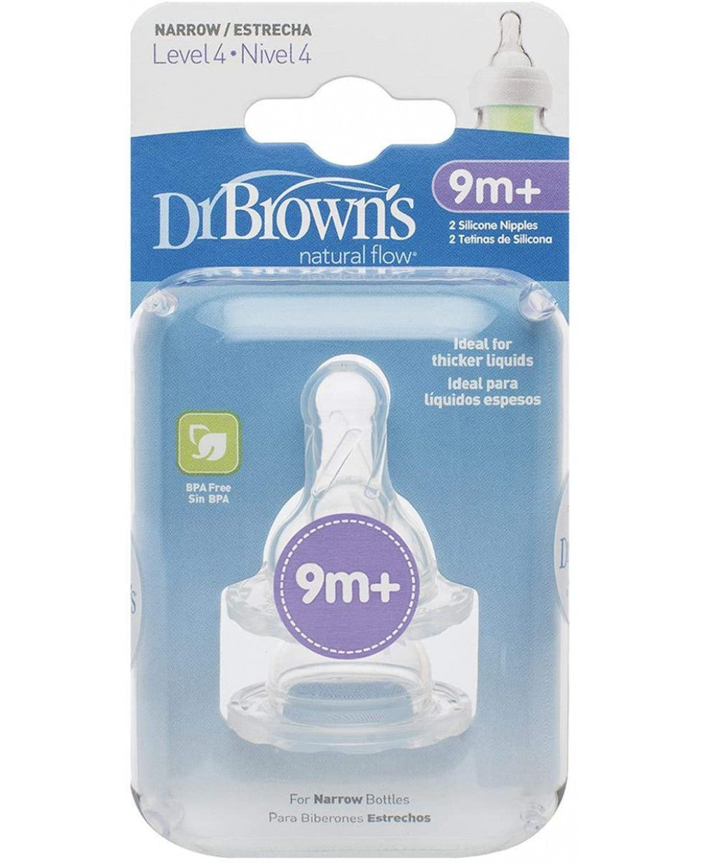 Dr. Brown's Level 4 Silicone Narrow Nipple, 2-pack |