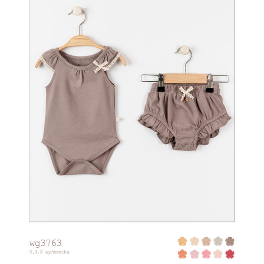 WOGİ Girl 0-3 Months Basic 2 Piece Body Set