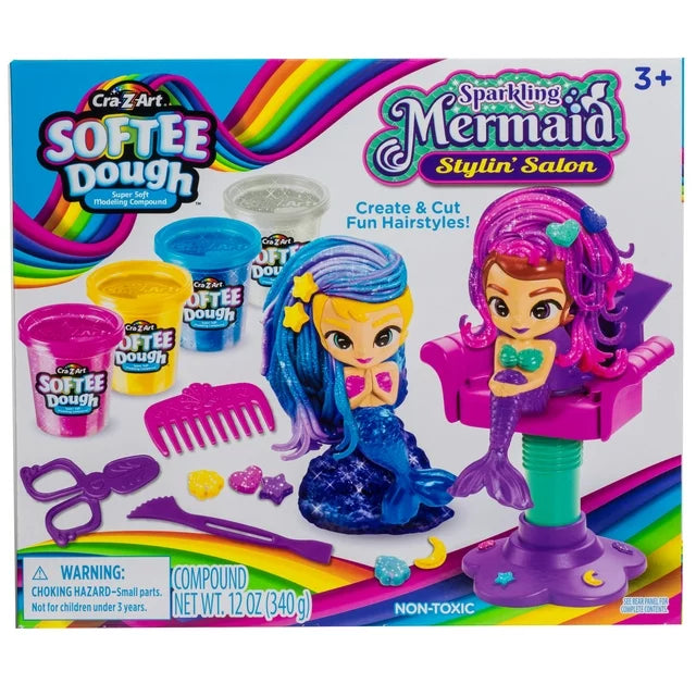 Cra-Z-Art Softee Dough Sparkling Mermaid Salon, 1 Multicolor Dough Kit