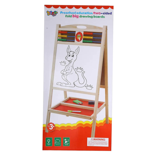 Two Sided Wooden Big Easel Board With Drawing Accessories