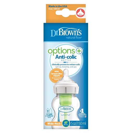 Dr. Brown's 5 oz/150 ml Options+ Wide-Neck Bottle, PP, 1-Pack