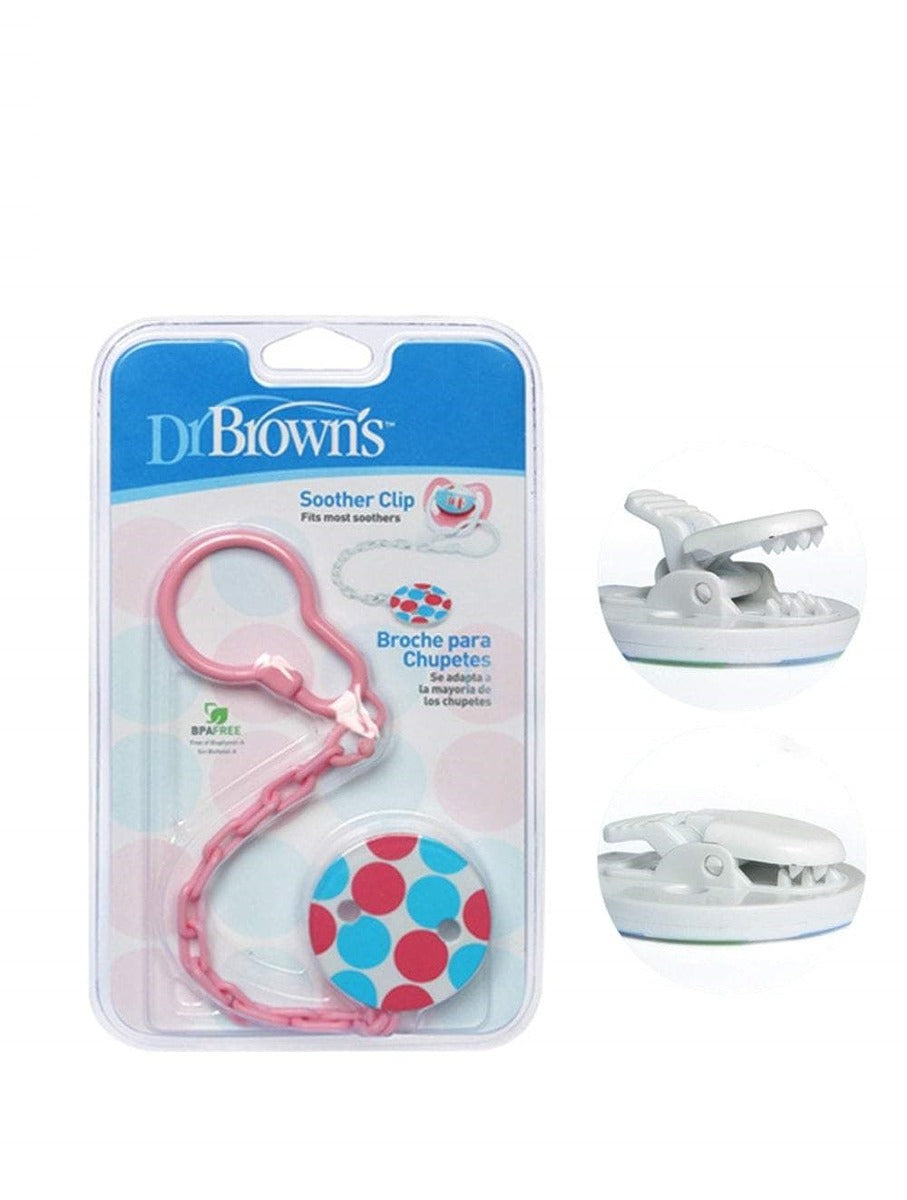 Dr. Brown's Pacifier Tether/Clip - All Plastic - Pink & Blue