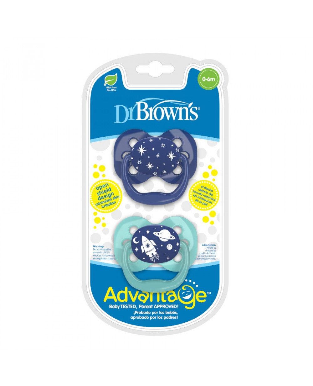 Dr. Brown’s Advantage Pacifiers, Stage 1, 2 pack, 0-6M