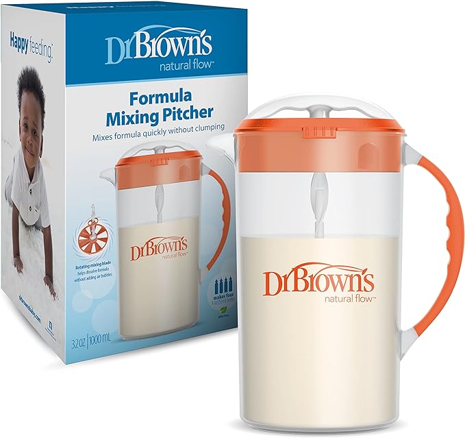 Dr. Brown's Baby Formula Mixing Pitcher with Adjustable Stopper, 32oz, BPA Free